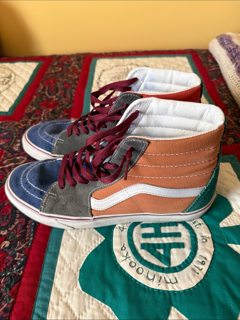 Vans Multi-Color High-Top Sneakers — Blue, Gray, Orange, Green & Burgundy